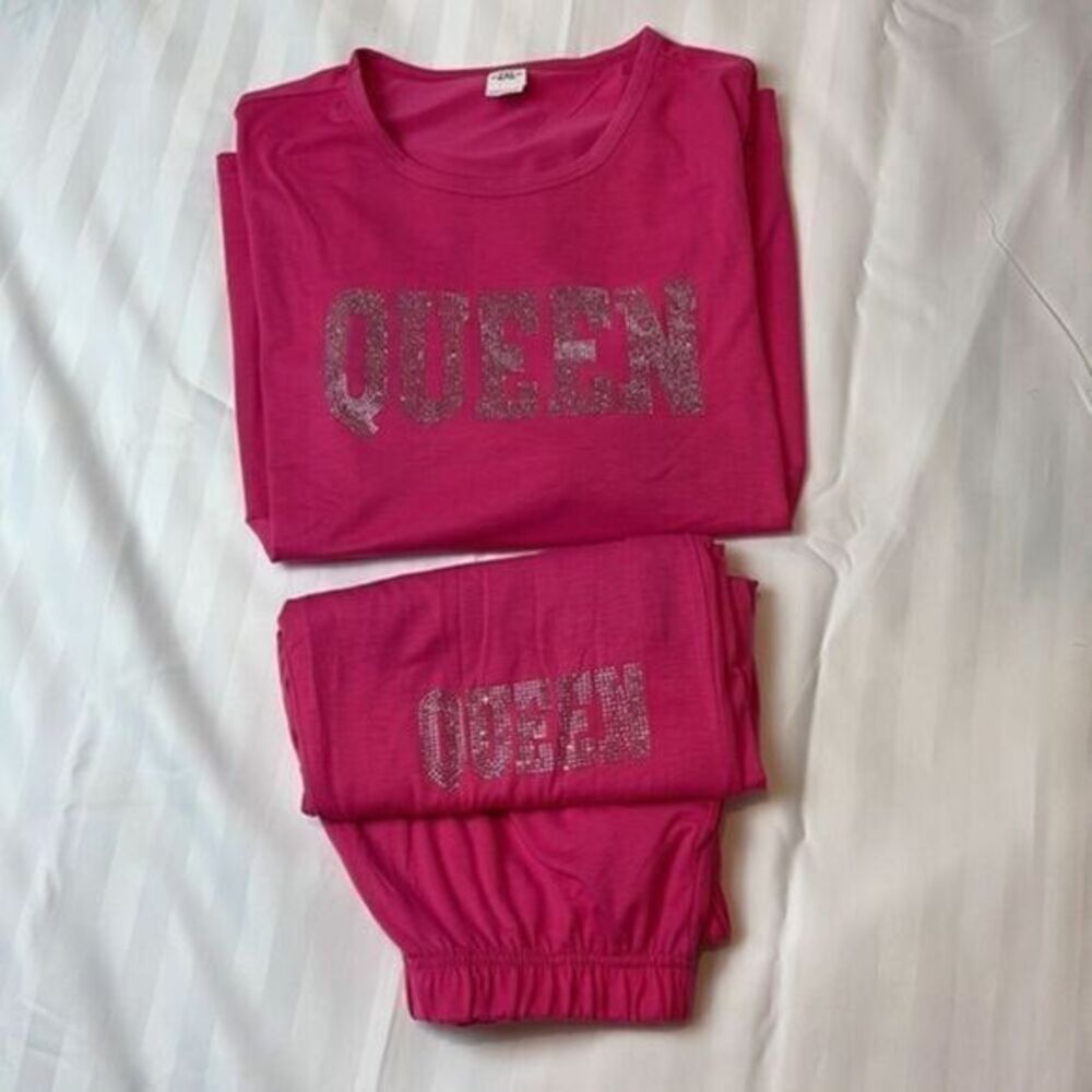 QUEEN Rhinestone Letter Pattern lounge Set Size 2XL‎ - Picture 7 of 13